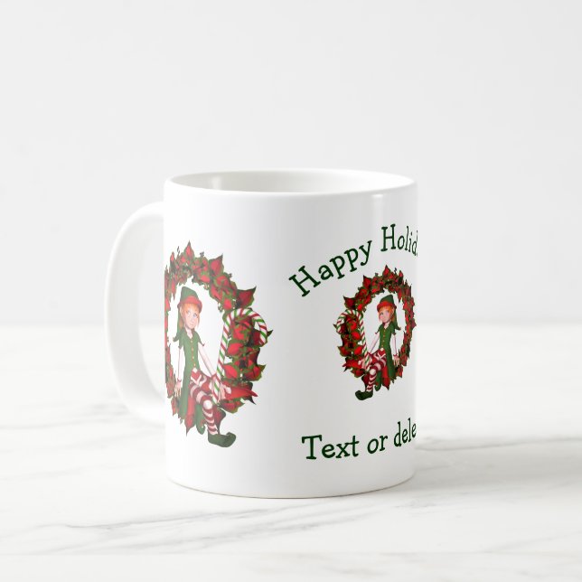Taza De Café Festividad de Navidades personalizados de Elf Wrea (Anverso izquierdo)