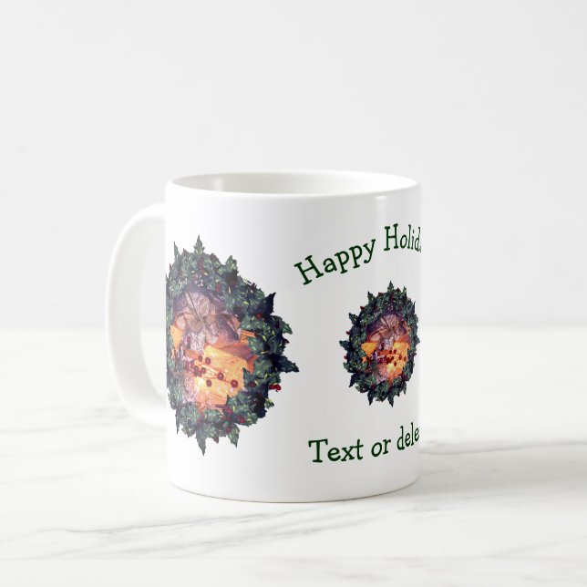 Taza De Café Festividad de Navidades personalizados de Holly Wr (Anverso izquierdo)