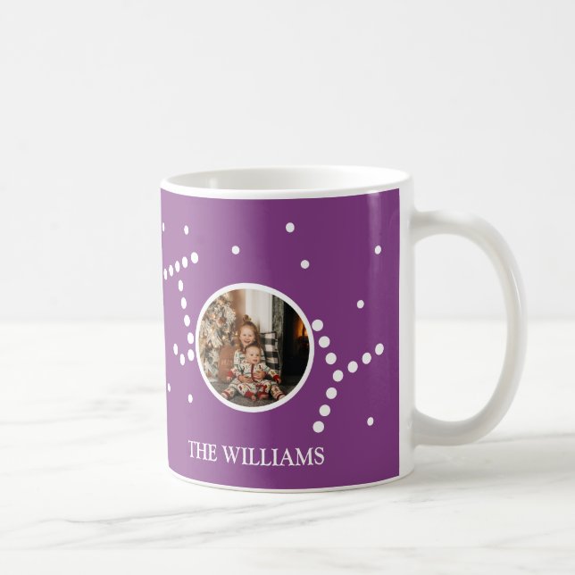 Taza De Café Festividad de Navidades púrpura de foto personaliz (Derecha)