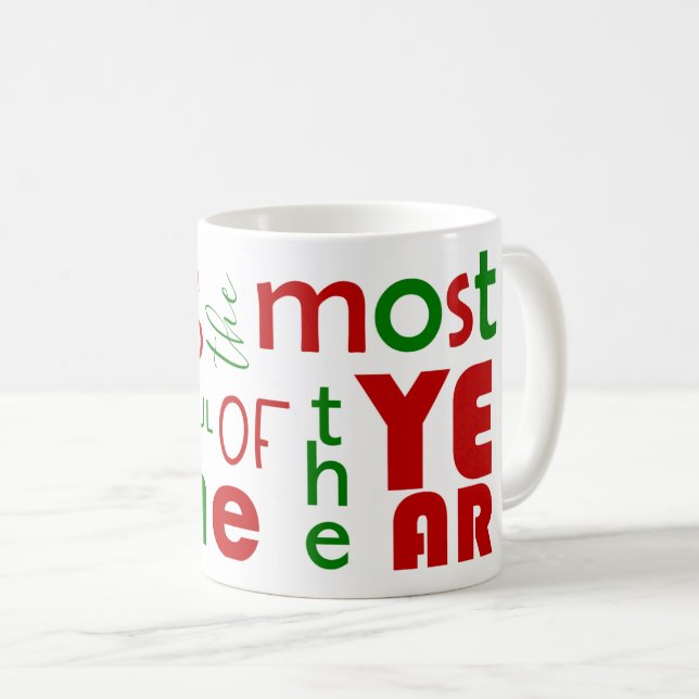 Taza De Café Festividad de Navidades verdes rojos alegres (Anverso derecho)