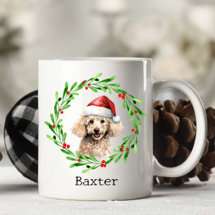 Taza De Café Festividad de Santa Hat en el perro