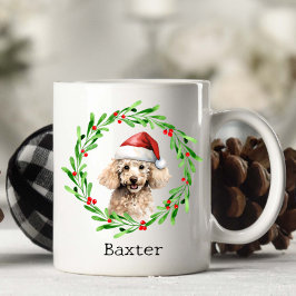 Taza De Café Festividad de Santa Hat en el perro
