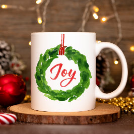 Taza De Café Festividad de Wreath alegre pintada a mano