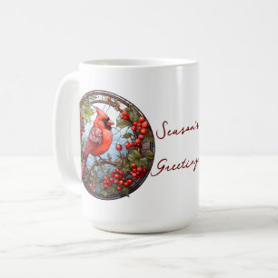 Taza De Café Festividad del Cardenal Rojo Holly Berries