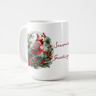 Taza De Café Festividad del Cardenal Rojo Holly Berries
