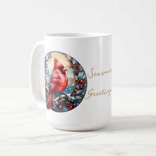 Taza De Café Festividad del Cardenal Rojo Holly Berries