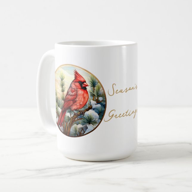 Taza De Café Festividad del Cardenal Rojo Holly Berries (Anverso izquierdo)
