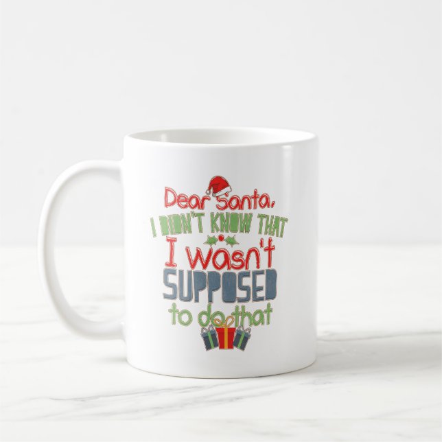 Taza De Café Festividad divertida: Querida Novedad de Santa Nav (Izquierda)
