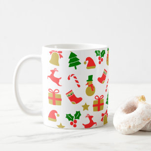 Taza De Café Festividad en árbol de Navidad de renos coloridos