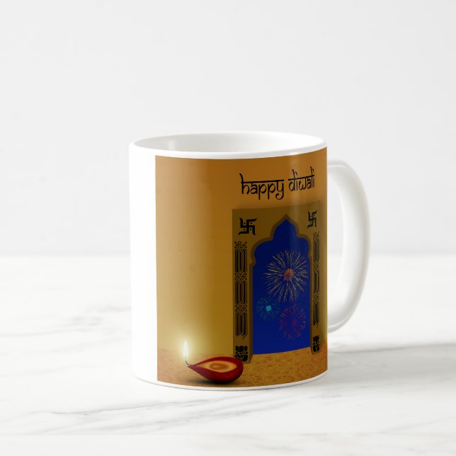 Taza De Café Festividad feliz Diwali fuegos artificiales - Mug (Anverso derecho)