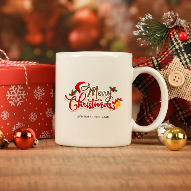 Taza De Café Festividad "Feliz Navidad y Feliz Año Nuevo" ("Merry Christmas & Happy New Year" Festive Holiday Coffee Mug
)