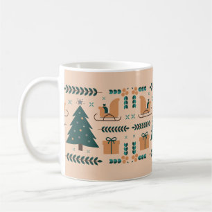 Taza De Café Festividad Geométrica Folclórica Verde Tan