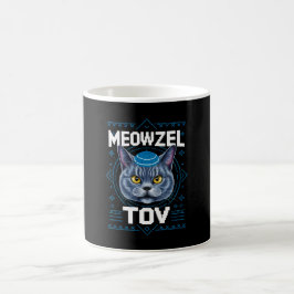 Taza De Café Festividad judía de Meowzel Tov Hanukkah