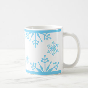 Taza De Café Festividad Pastel Azul Snowflake Mug