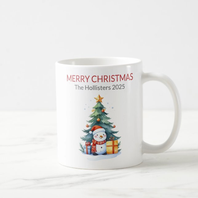 Taza De Café Festividad personalizada de árbol de nieve navideñ (Derecha)