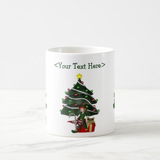 Taza De Café Festividad personalizada del árbol de Navidad Elf  (Centro)