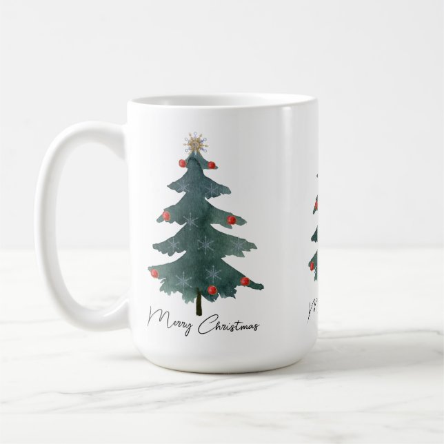 Taza De Café Festividad Verde Árbol de Navidad Feliz Navidad (Izquierda)