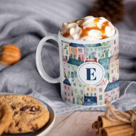 Taza De Café Festividades coloridas de Navidades de monograma