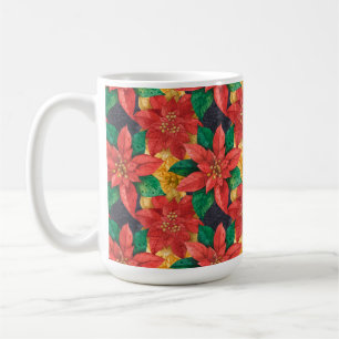 Taza De Café Festividades de los Navidades florales de Poinsett