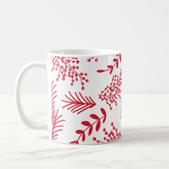 Taza De Café Festividades de Navidades Botánicos Florales (Izquierda)