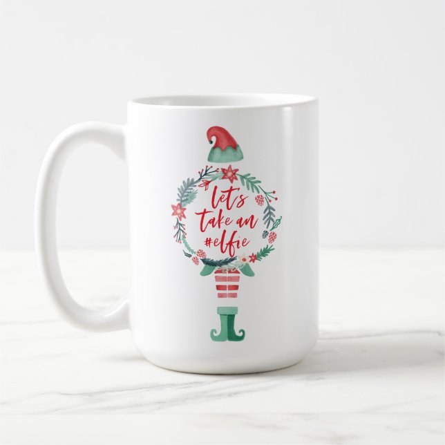Taza De Café Festividades de Navidades Elf. Tomemos un #Elfie (Izquierda)