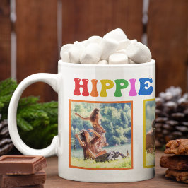 Taza De Café Festividades hippie coloridas imagen del arco iris
