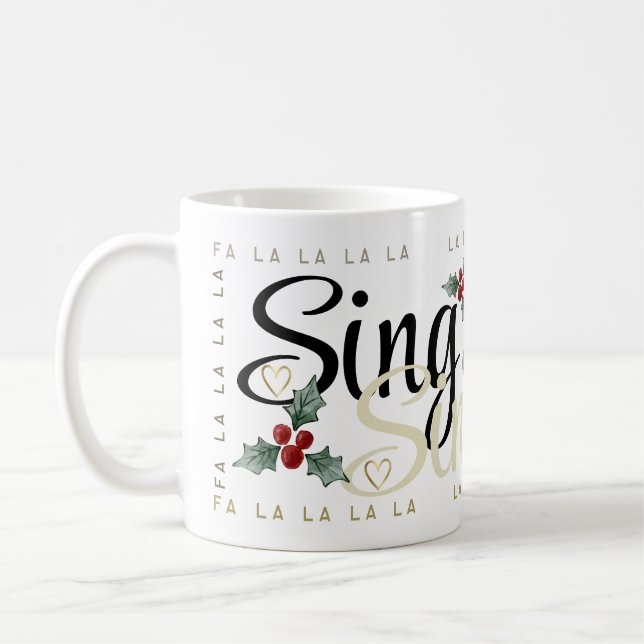 Taza De Café Festividades Holly y Hearts FA La Navidad Mug (Izquierda)