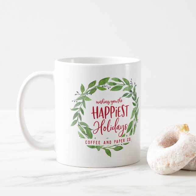 Taza De Café Festividades más felices para navidades empresaria (Con donut)