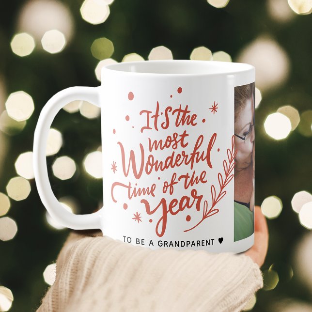Taza De Café Festividades más maravillosas Navidades Foto (Most Wonderful Time Festive Christmas Photo Coffee Mug)