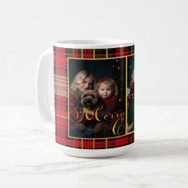 Taza De Café Festividades Navidades Tartán Plaid Foto de la fam
