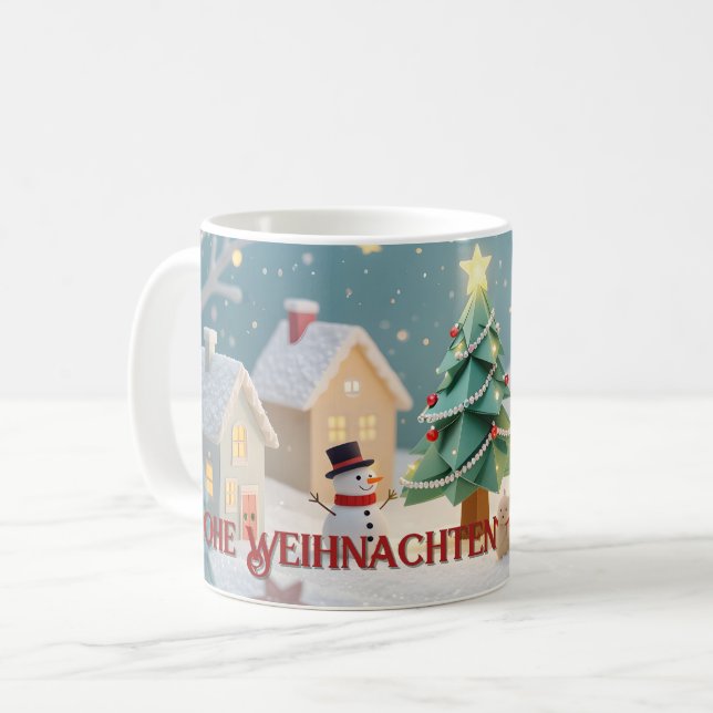Taza De Café Festliche Weihnachtsszene mit Schneemännern (Anverso izquierdo)