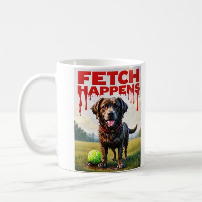 Taza De Café Fetch Happens Humorous dog coffee cup mug (Izquierda)