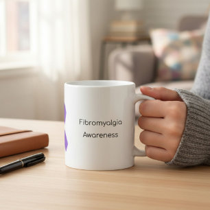 Taza De Café Fibromialgia Conciencia de la cinta púrpura