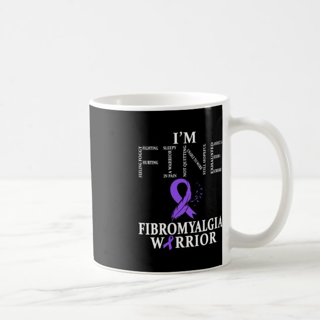 Taza De Café Fibromialgia Conciencia Guerrero Apoyo Cinta Púrpu (Derecha)