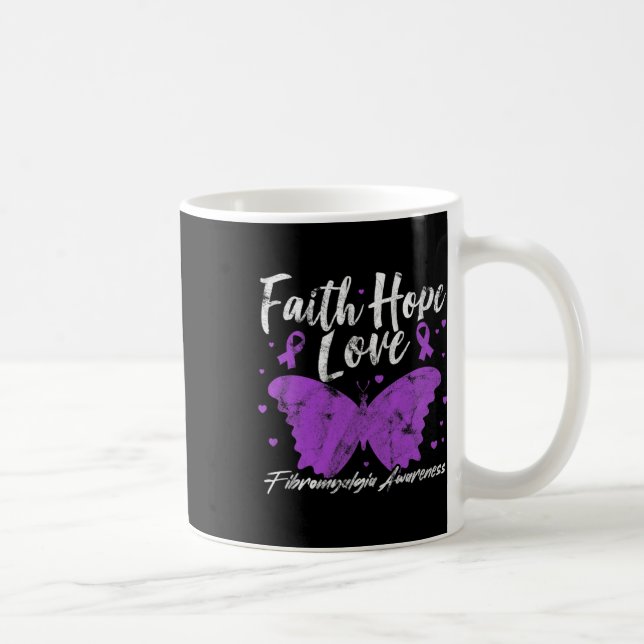 Taza De Café Fibromialgia Conciencia Mariposa Púrpura Fibro War (Derecha)