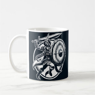 Taza De Café Fierce Valkyrie Warrior - Norse Mythology Line Art