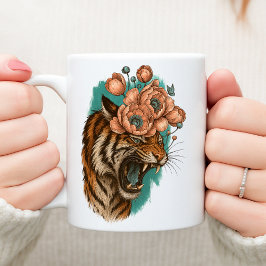 Taza De Café Fiery Tiger Bloom