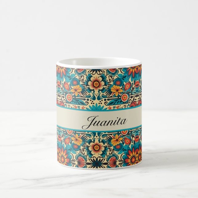 Taza De Café Fiesta Blooms, personalizable (Centro)