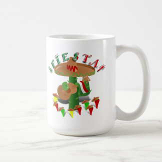 Taza De Café Fiesta Cactus con guitarra y pimientos bailarines