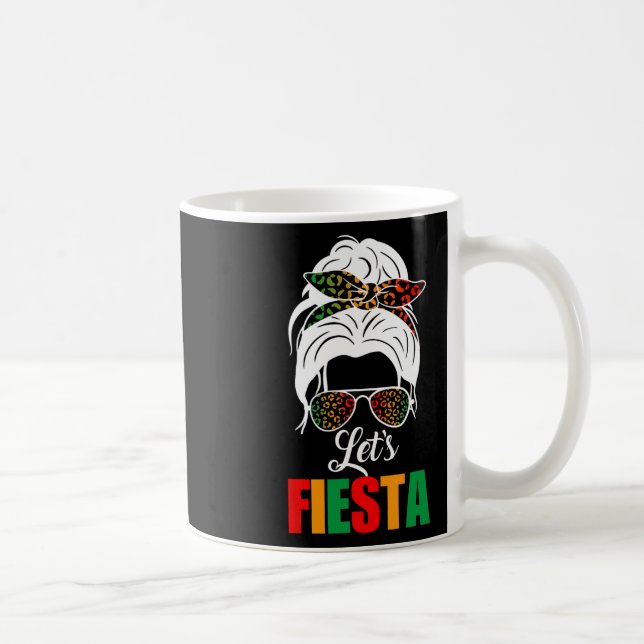 Taza De Café Fiesta Cinco De Mayo Messy Bun Leopars (Derecha)