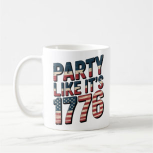 Taza De Café Fiesta Como Si Fuera 1776, 4 De Julio, Bandera De 
