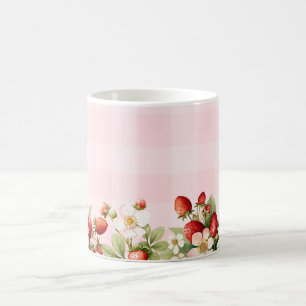 Taza De Café Fiesta de bebé de cuadros rosados de fresa