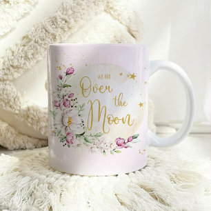 Taza De Café Fiesta de Bebé Floral Moon Rosa