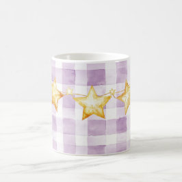 Taza De Café Fiesta de Bebé Rayas Blancas Moradas Estrellas Dor
