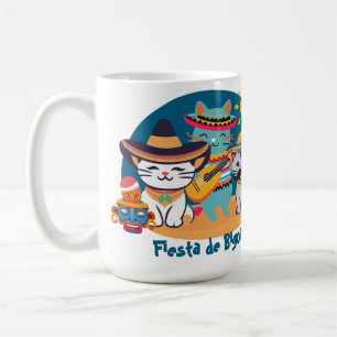 Taza De Café Fiesta de Bigotes Cultura Mexicana Gatos Regalo