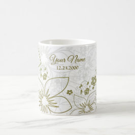 Taza De Café Fiesta de Boda Elegante Flora Verde Vintage