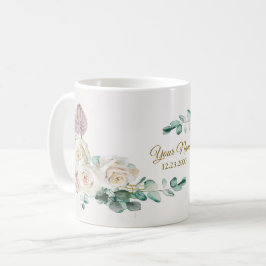 Taza De Café Fiesta de boda rosa polvoriento dorado acuarela