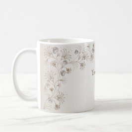 Taza De Café Fiesta de Boda Tan Floral Corazón Beige Elegante