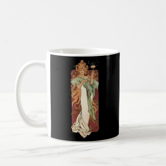 Taza De Café Fiesta De Champagne Nouveau Por Alphonse Mucha (Izquierda)