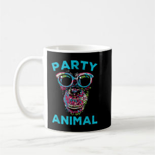 Taza De Café Fiesta de Chimpancé lindo mono colorido amante de